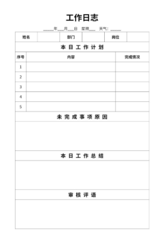 工作日誌範本
