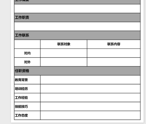 工作說明書表格