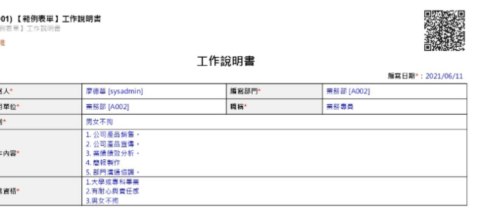 工作說明書